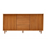 Balcão buffet com 1,60 metros com 2 portas e 3 gavetas no acabamento em cera natural com toque acetinado / Coleção Jazz
